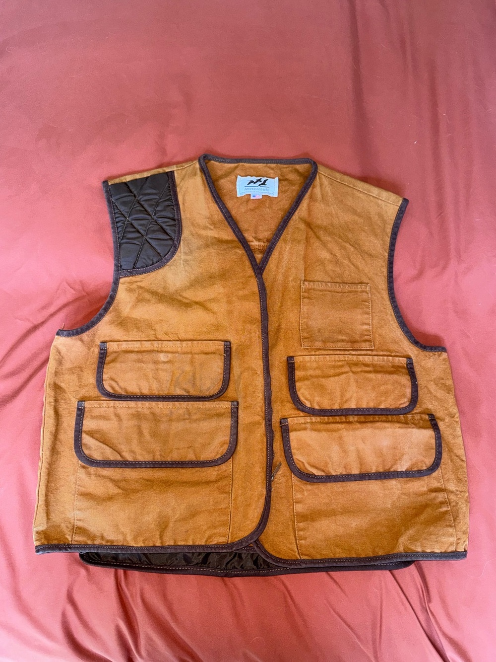 Vintage 1980’s American Field Canvas Utility/Fishing/Hiking Vest in Rust/Brown